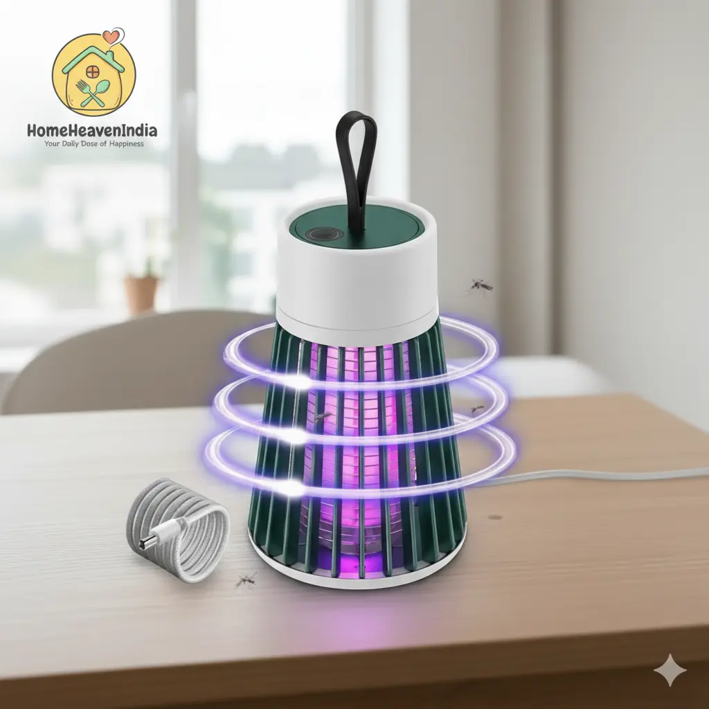 ​Rechargeable Silent Electric Mosquito Killer Lamp | USB Powered Insect Trap with LED Light for Home & Office | Non-Toxic Zapper