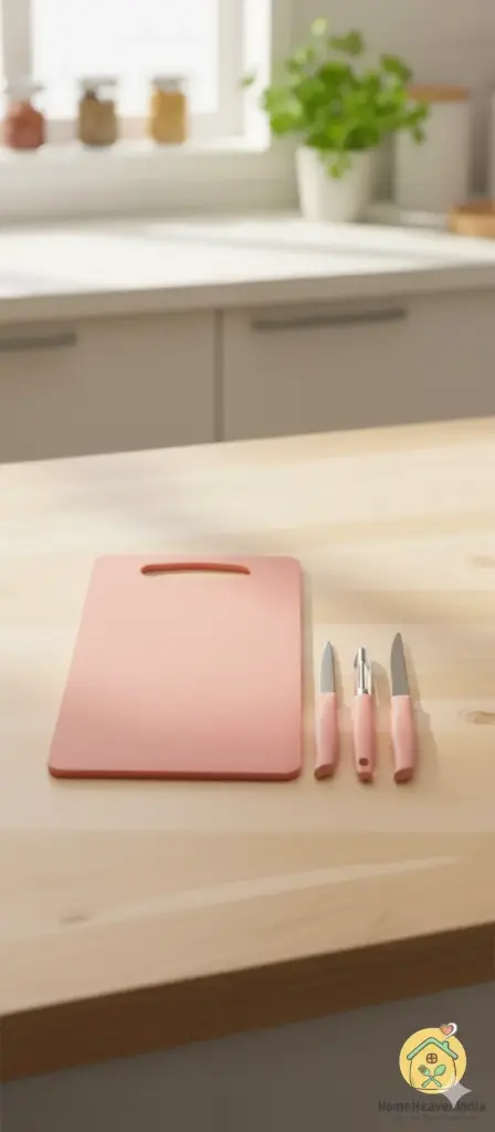 Multipurpose Chopping Board with 3 Kitchen Knives Set | Strong, Lightweight & BPA-Free Cutting Board for Vegetables & Meat