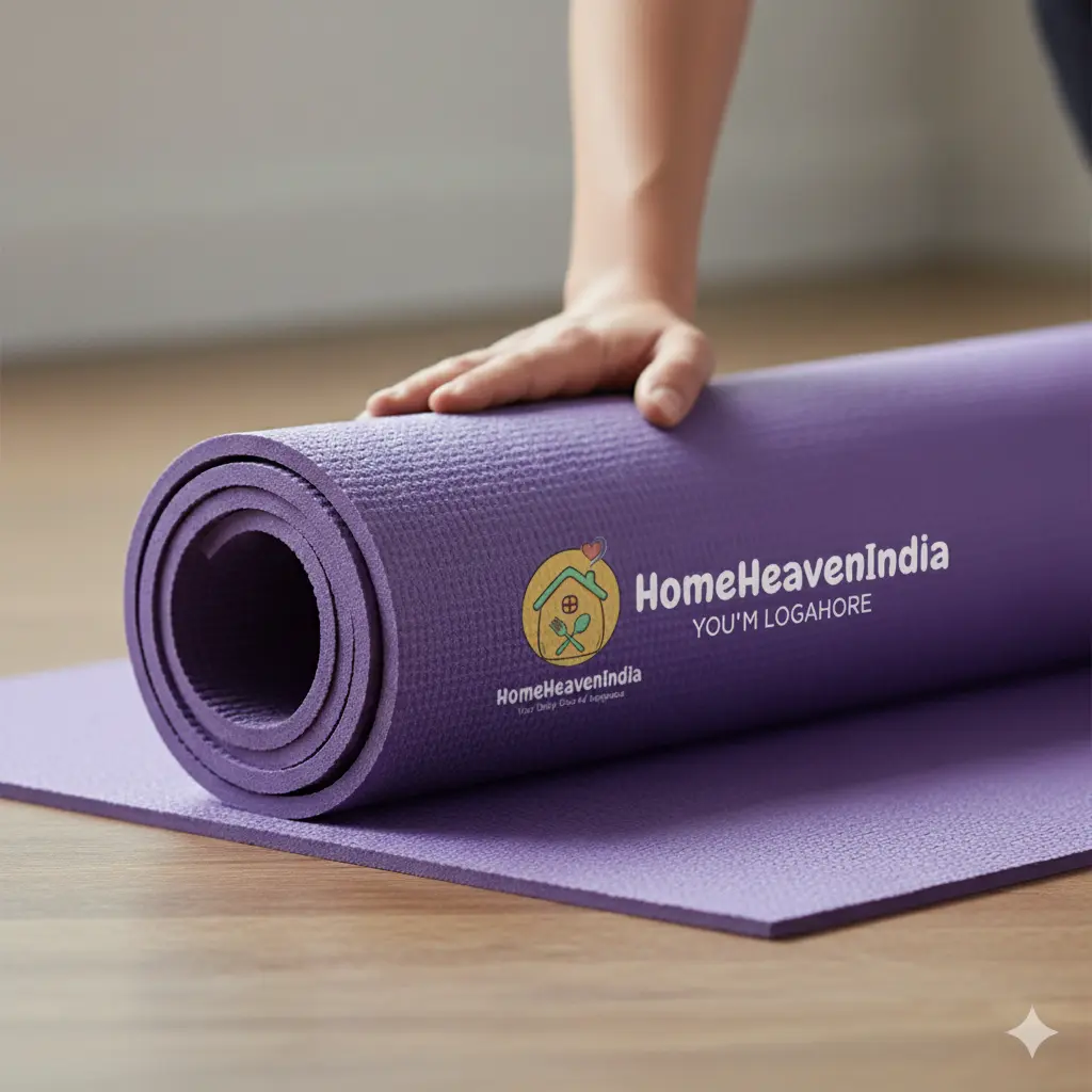 4 MM Extra Thick, Eco-Friendly Yoga Mat with FREE Carry Strap - Non-Slip Surface for Home, Gym & Meditation(Non -Printed Logo On Mat) 