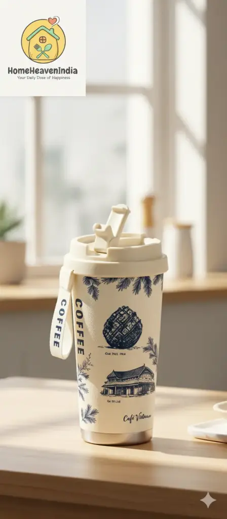 Stylish 550ml Insulated Coffee Mug/Tumbler with Leakproof Lid | Double Wall Vacuum Flask for Tea & Coffee