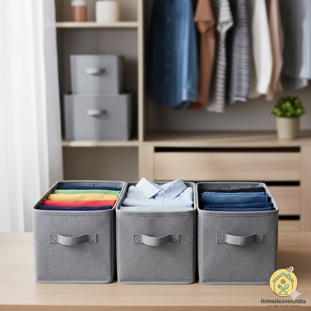 Set of 5 Wardrobe Organizers for Clothes | Non Woven Shirt Stacker and Folding Storage Box