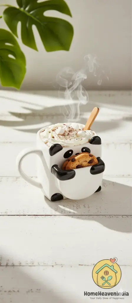 Cute Lazy Panda Mug with Biscuit Holder Pocket | Ceramic Coffee Cup for Home & Gifting